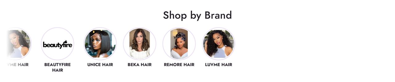 Shop by brand: a moving row of round brand images.